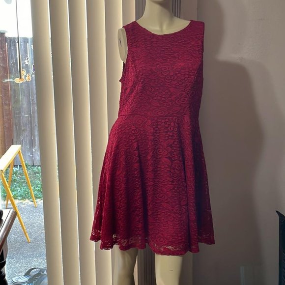 City Triangles Dresses & Skirts - Junior XL Vintage Sexy Red Lace Mini Dress-